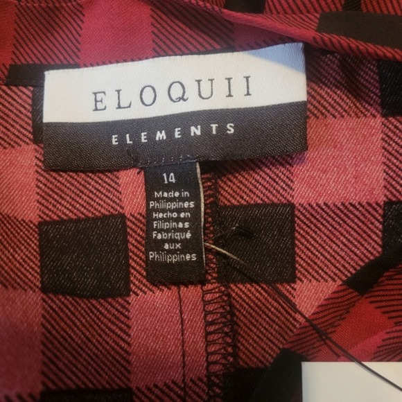 ELOQUII Elements Tie Neck Flounce Buffalo Plaid Midi Dress Size 14 - Picture 8 of 11